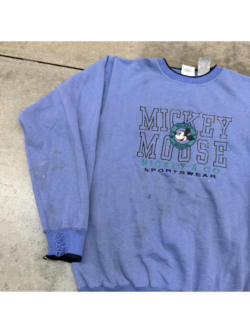 vintage mickey mouse sportswear blue disney crewneck size medium HAS STAIN - Picture 4 of 6